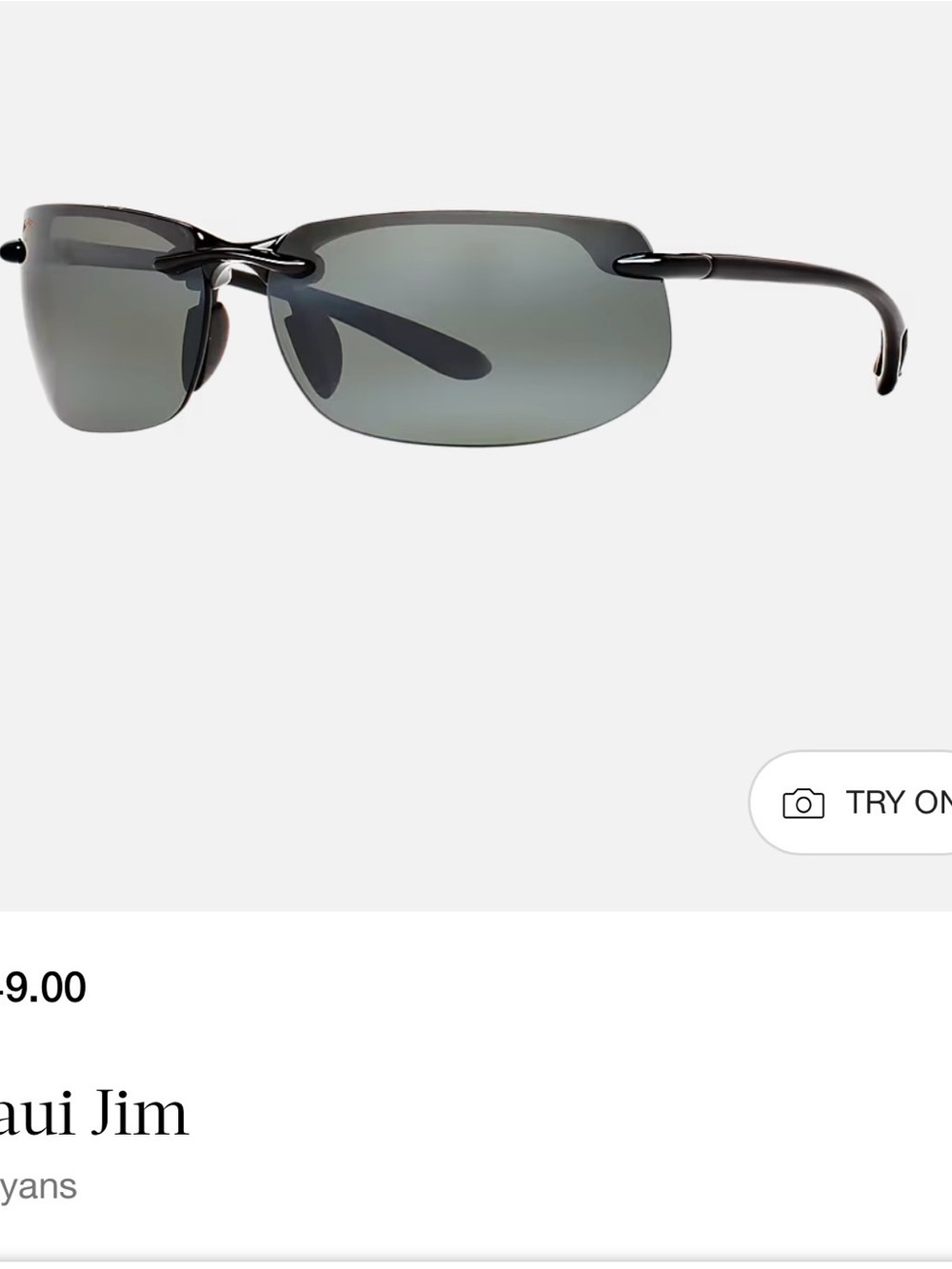 Maui Jim Men’s Rimless Sunglasses — Gray Lenses, Gunmetal Frame
